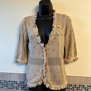 NANETTE LEPORE Cotton Blend Tan Cardigan SZ M